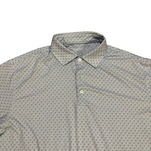 Harlestons Golf Polo Tailored Fit Seashell‎ Print Blue White Mens Large